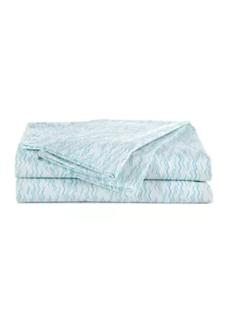 Southern Tide Waves and Skips Queen Aqua Sheet Set