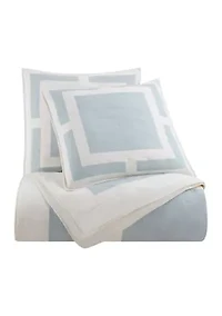 Savannah Euro Ivory/Blue Sham