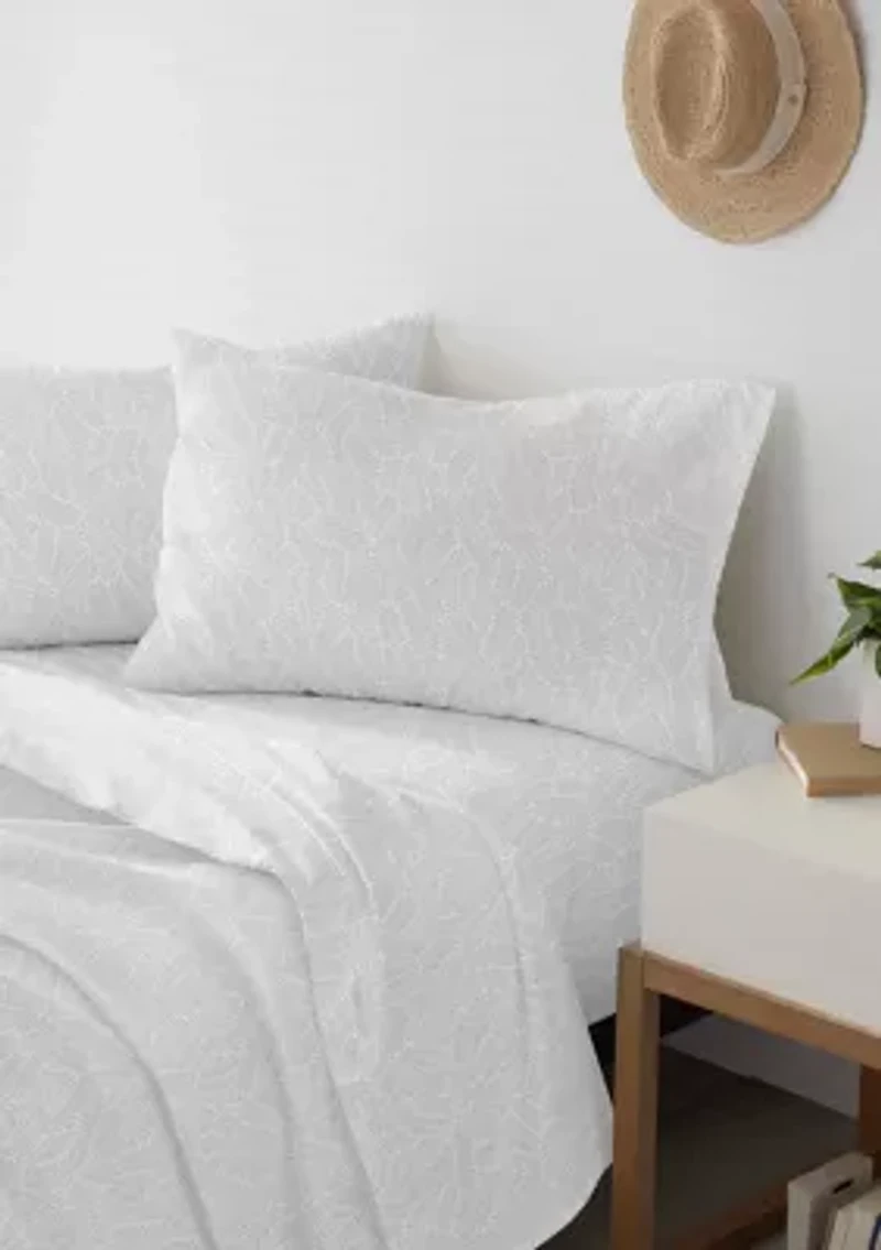 Cedar Island Grey Leafy Vine Print Sheet Set