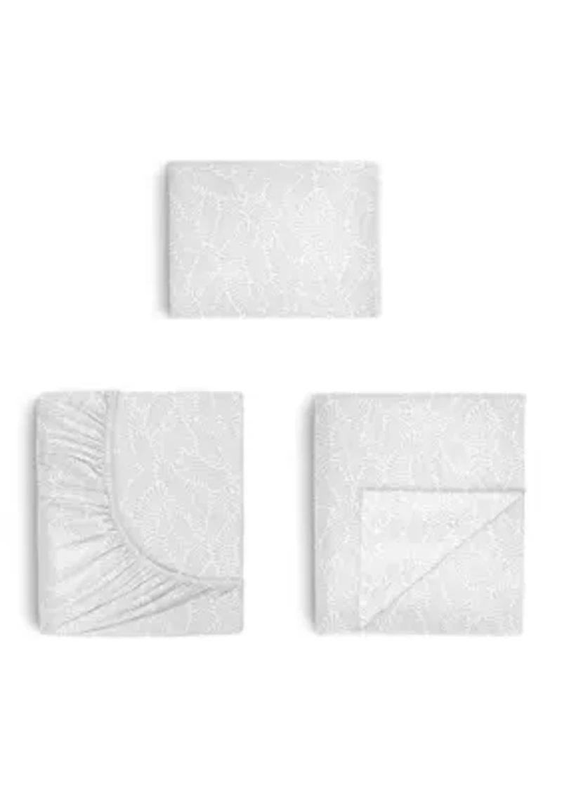 Cedar Island Grey Leafy Vine Print Sheet Set