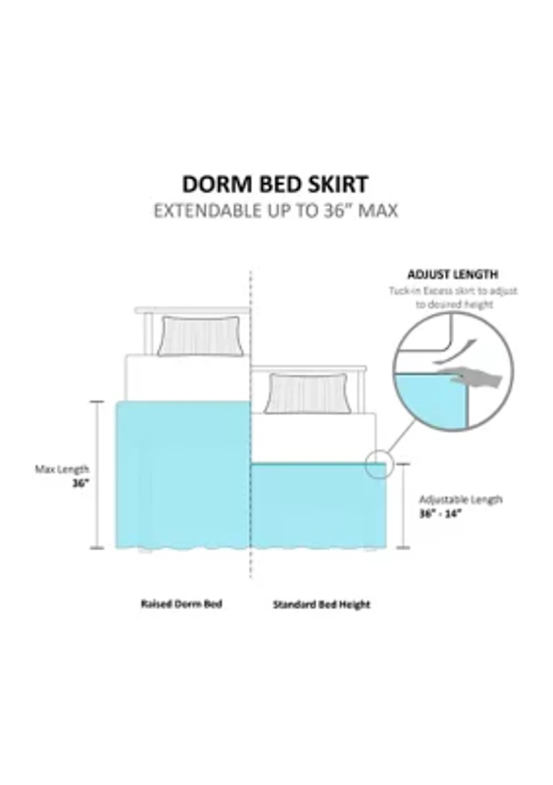Extended Drop 36 Dorm Bedskirt
