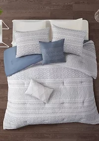 Lizbeth 5 Piece Cotton Clip Jacquard Duvet Cover Set