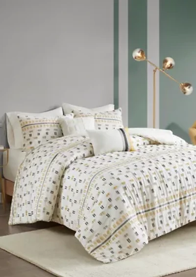 Auden 5 Piece Cotton Jacquard Duvet Cover Set