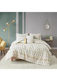 Auden 5 Piece Cotton Jacquard Duvet Cover Set