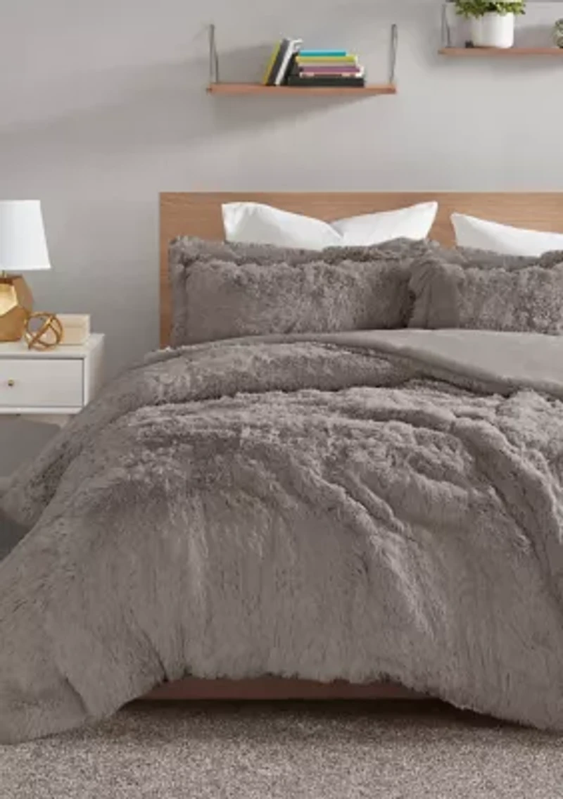Malea Shaggy Fur Duvet Cover Set