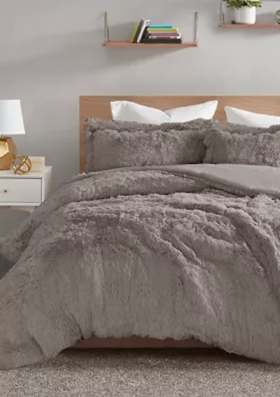 Malea Shaggy Fur Duvet Cover Set
