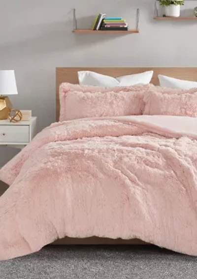Malea Shaggy Fur Duvet Cover Set