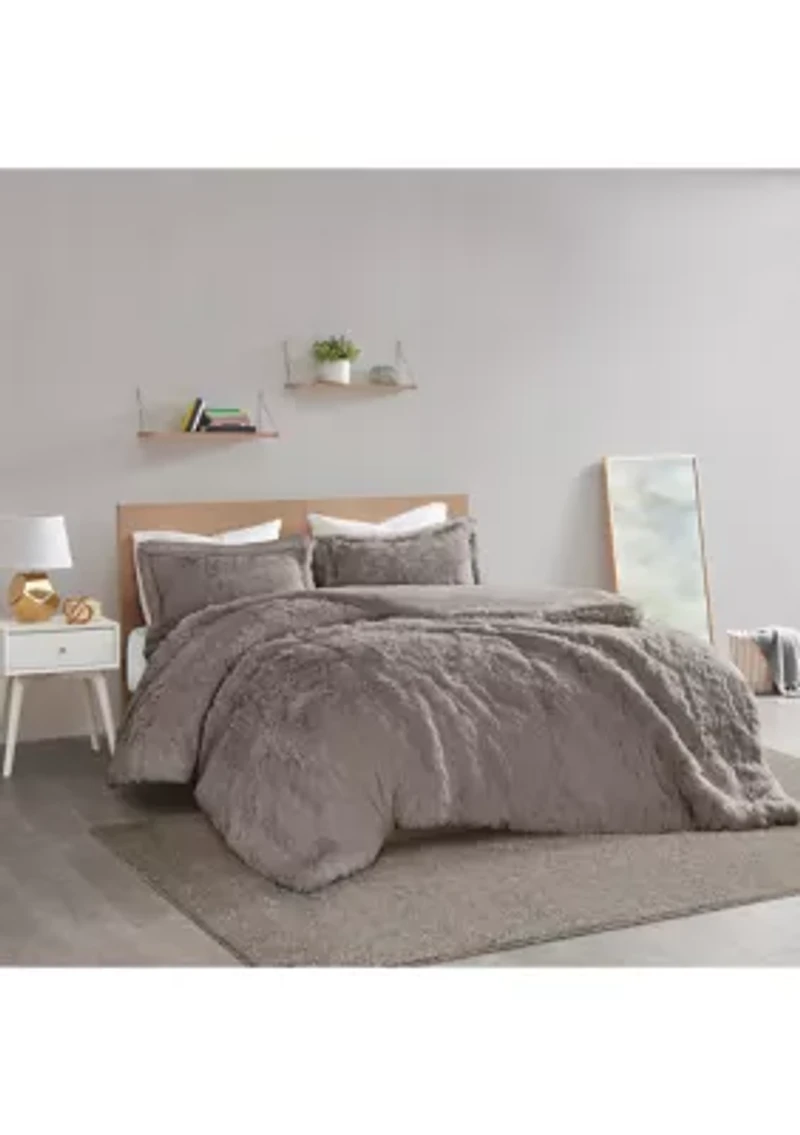 Malea Shaggy Fur Duvet Cover Set