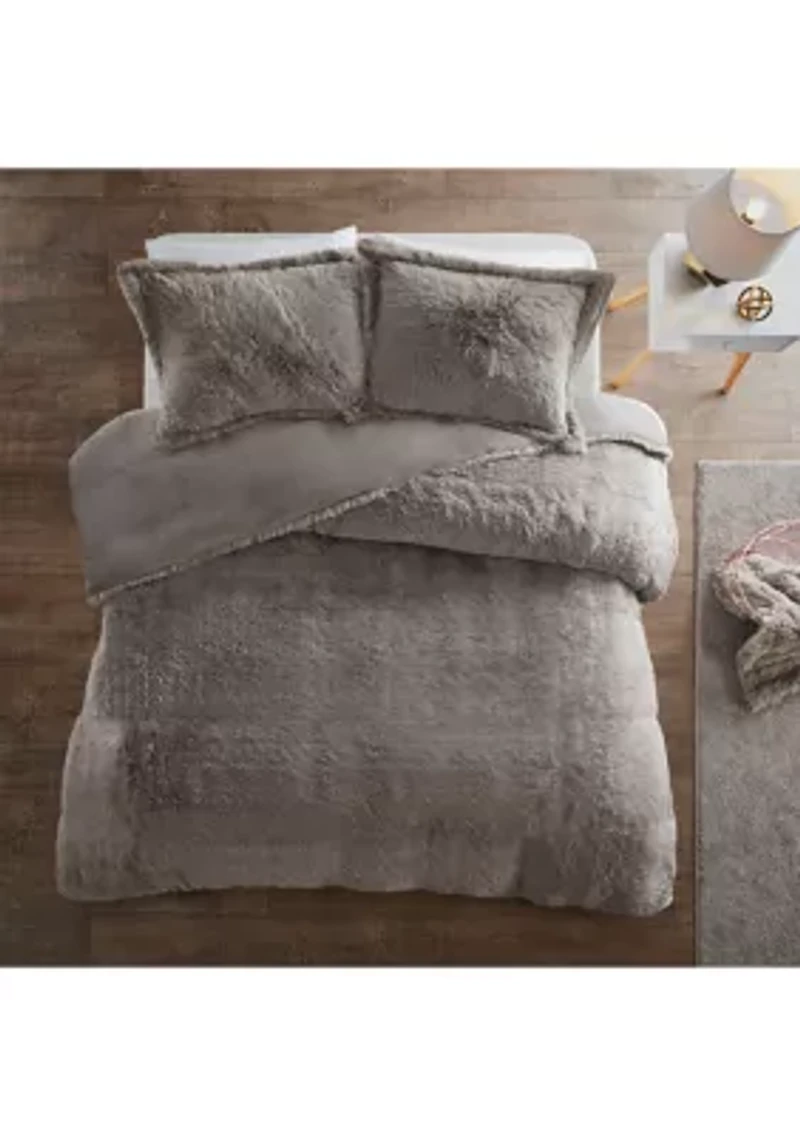 Malea Shaggy Fur Duvet Cover Set