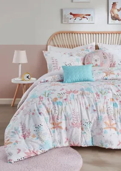 Iris Woodland Animals Cotton Reversible Comforter Set