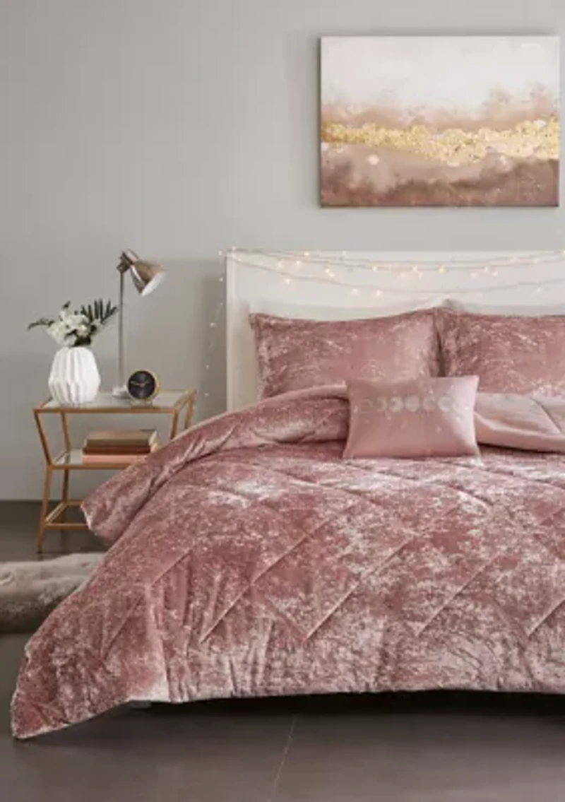 Felicia Velvet Comforter Set with Throw Pillow
