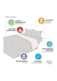 Oversized Cotton Flannel 4 Piece Sheet Set