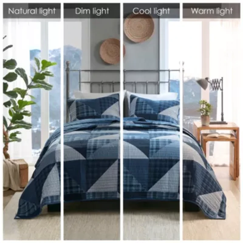 Olsen 3 Piece Oversized Cotton Quilt Set