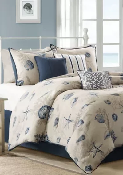 Bayside Blue 7-Piece California King Comforter Set 104-in. x 92-in.