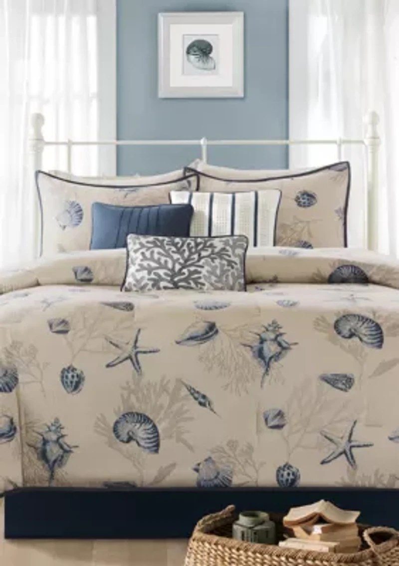 Bayside Blue 7-Piece California King Comforter Set 104-in. x 92-in.