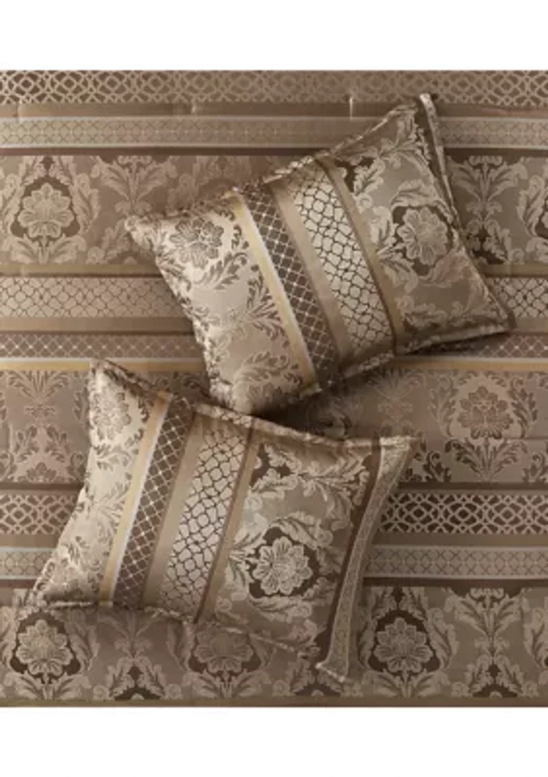 Bellagio 7-Piece Jacquard Comforter Set- Brown