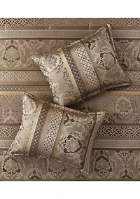 Bellagio 7-Piece Jacquard Comforter Set- Brown