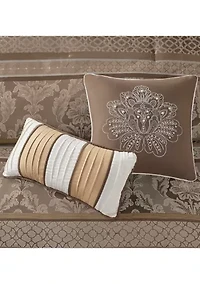 Bellagio 7-Piece Jacquard Comforter Set- Brown