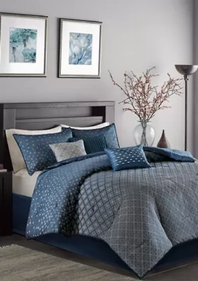 Biloxi 7 Piece Comforter Set- Navy