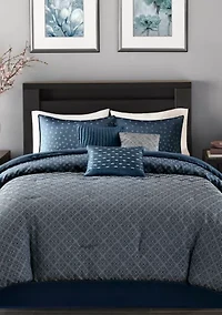 Biloxi 7 Piece Comforter Set- Navy