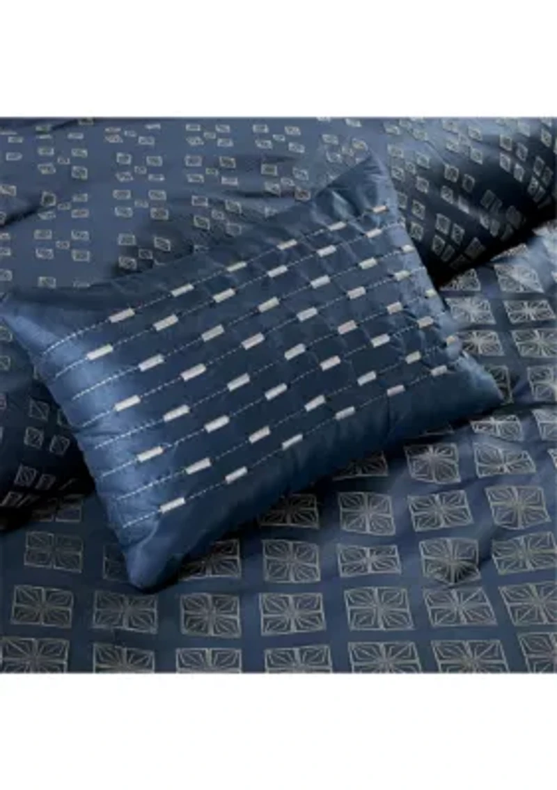 Biloxi 7 Piece Comforter Set- Navy