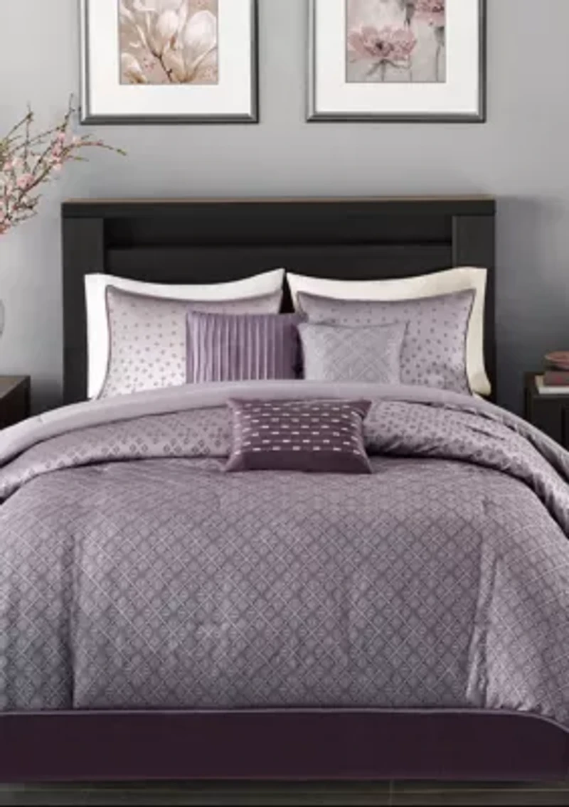 Biloxi 7-Piece Comforter Set- Purple