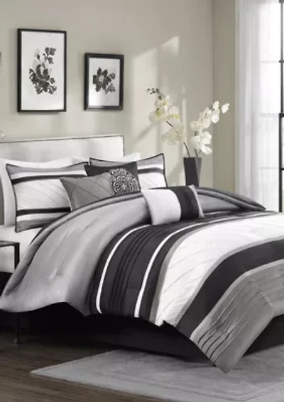 Blaire 7-Piece Comforter Set- Grey