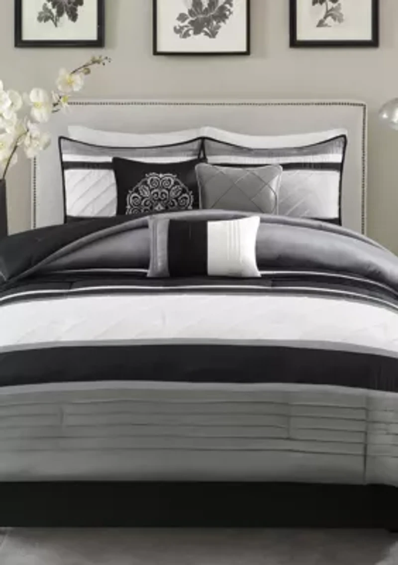 Blaire 7-Piece Comforter Set- Grey