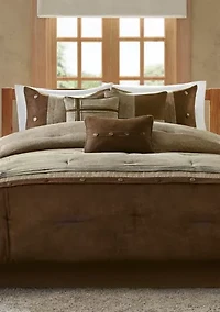 Boone 7-Piece Comforter Set- Brown