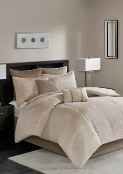 Camelia 8-Piece Embroidered Comforter Set - Natural