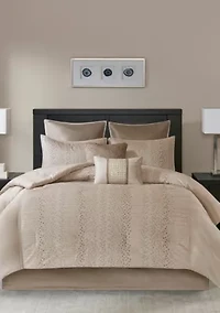 Camelia 8-Piece Embroidered Comforter Set - Natural