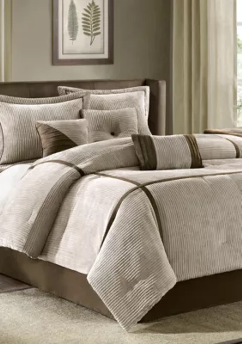 Dallas Tan Queen 7-Piece Comforter Set 90-in. x