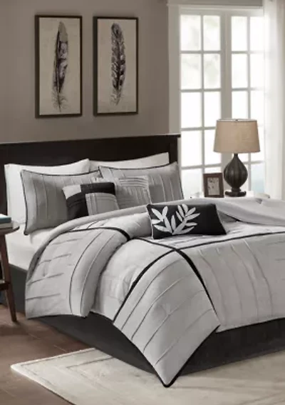 Connell Gray 7-Piece Queen Comforter Set 90-in. x