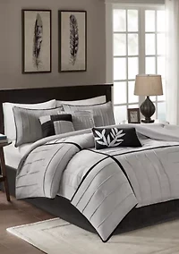 Connell Gray 7-Piece Queen Comforter Set 90-in. x