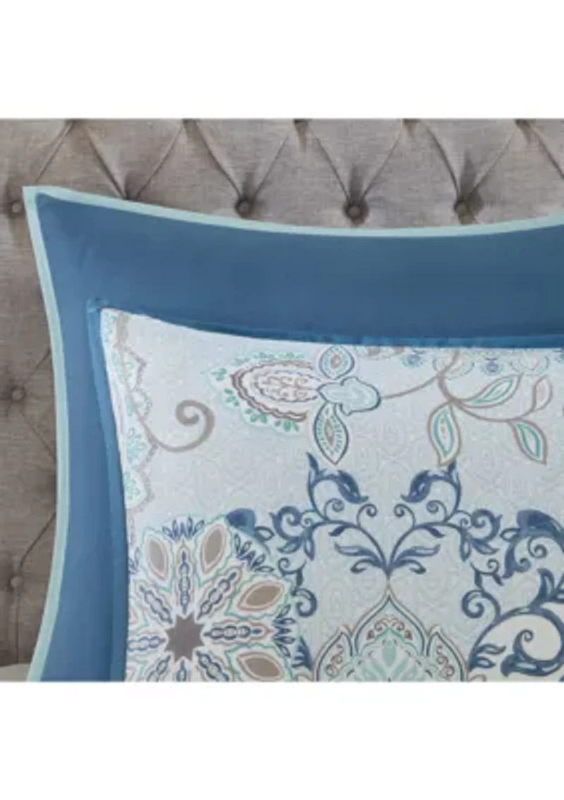 Isla 8 Piece Cotton Floral Printed Reversible Comforter Set