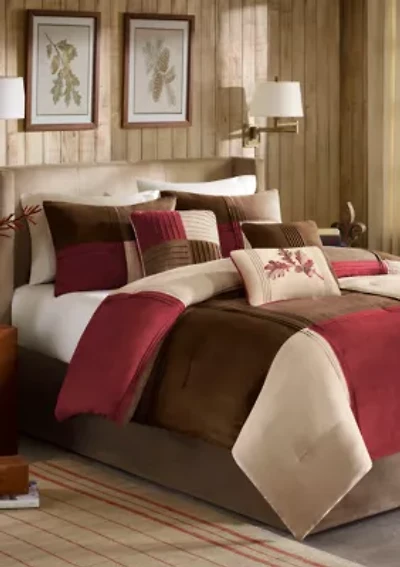 Jackson Blocks Red 7-Piece Queen Comforter Set 90-in. x