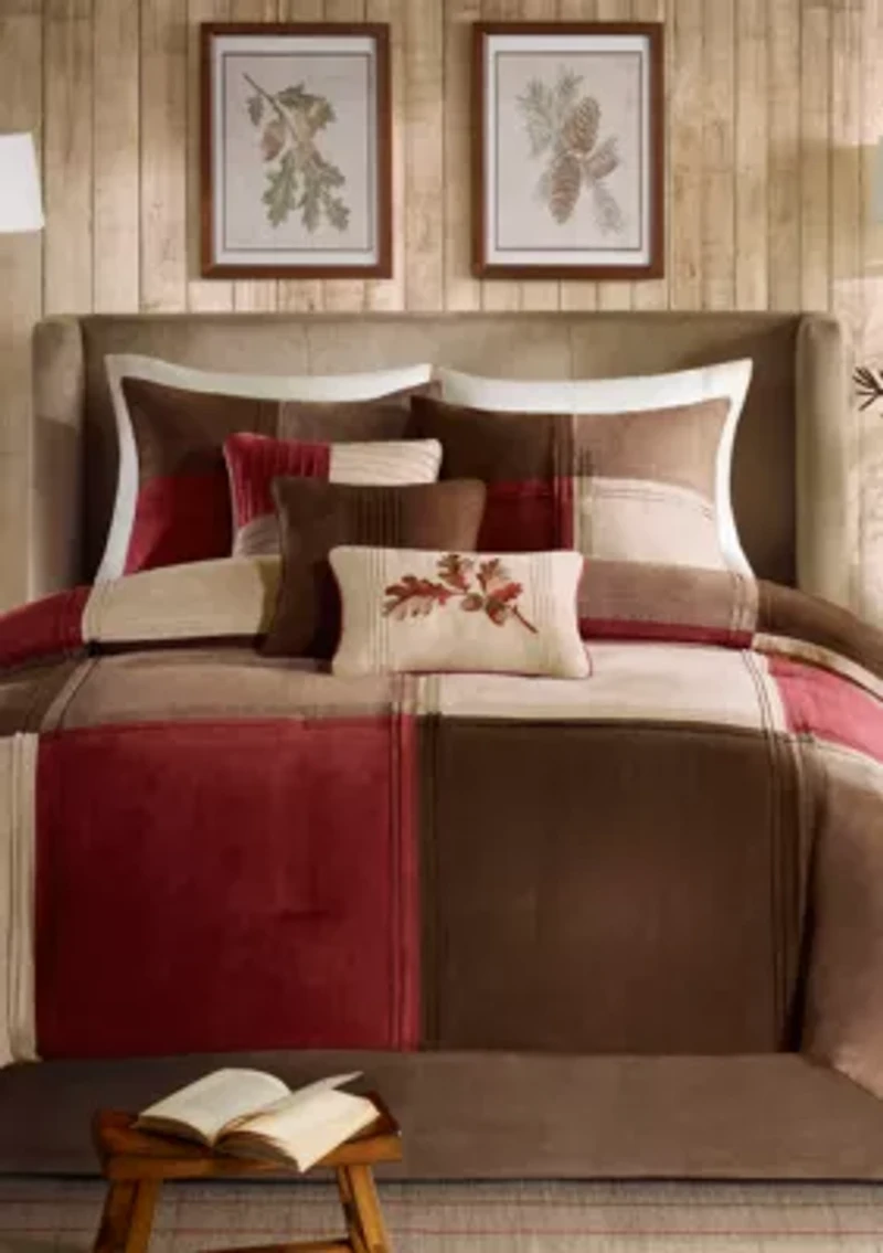 Jackson Blocks Red 7-Piece Queen Comforter Set 90-in. x