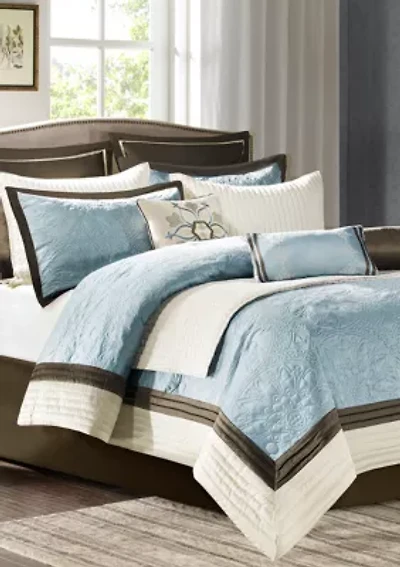 Madison Park Juliana Charmeuse Comforter Set- Blue