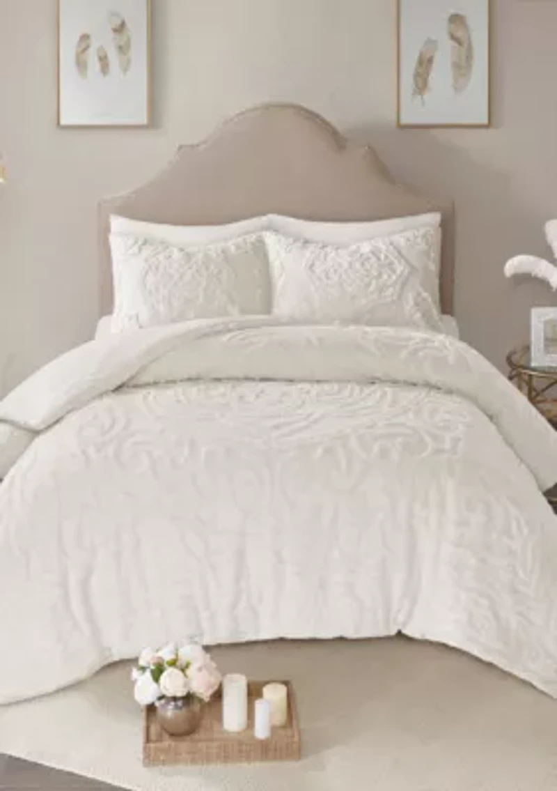 Madison Park Laetitia Cotton All Season Tufted Chenille Medallion Comforter Set
