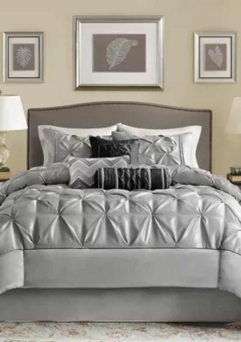 Laurel Taupe 7-Piece Queen Comforter Set