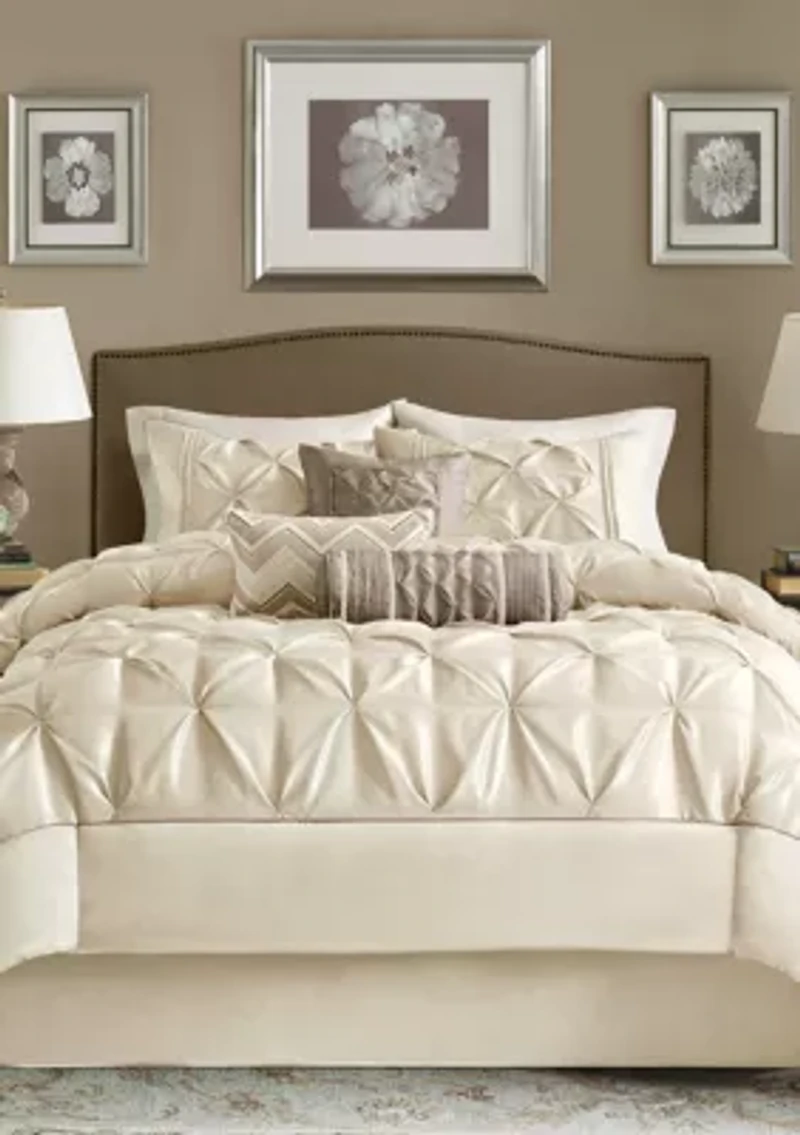 Laurel Taupe 7-Piece Queen Comforter Set