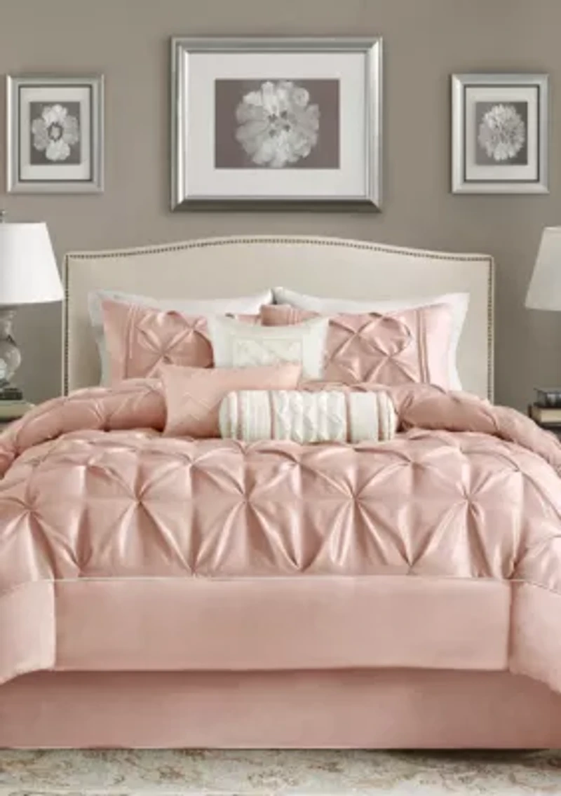Laurel Taupe 7-Piece Queen Comforter Set