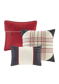 Ridge 7-Piece Herringbone Red Comforter Set