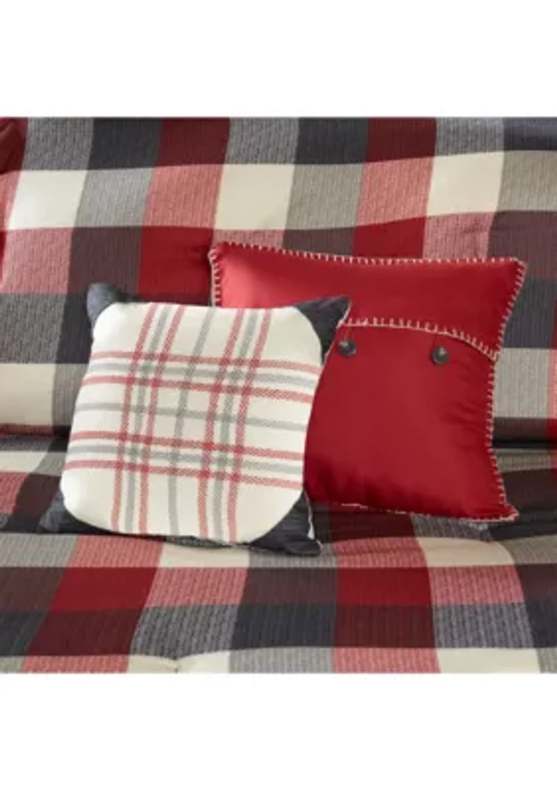 Ridge 7-Piece Herringbone Red Comforter Set