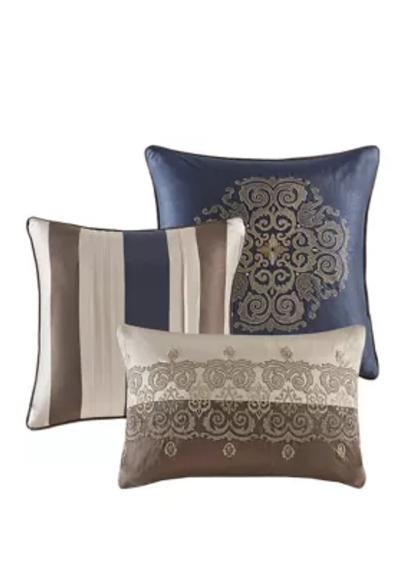 Donovan	7-Piece Jacquard Comforter Set- Navy