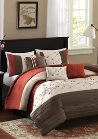 Serene Embroidered 7-Piece Navy Comforter Set