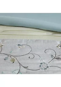 Serene Embroidered 7-Piece Navy Comforter Set