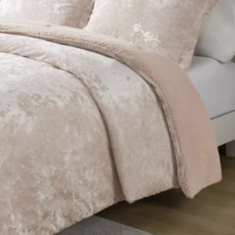 Mira Crushed Velvet Sherpa Reversible Comforter Set