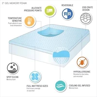 3" Gel Memory Foam All Season Reversible Cooling Mattress Topper