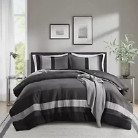 Boulder Stripe Pieced Faux Suede Comforter Set